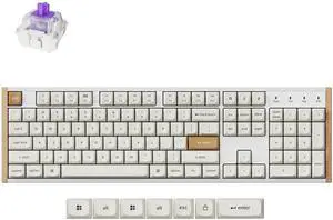 Keychron K10 HE QMK Wireless Gaming Custom Mechanical Keyboard, 2.4 GHz/Bluetooth/Wired Full-Size Hot-Swappable Programmable RGB Backlit Gateron Magnetic Switches for Mac Windows, Wood Frame-White