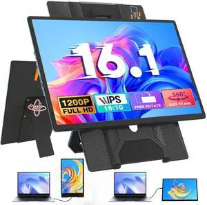 Sitrunda Laptop Screen Extender Portable Monitor, FHD 1200P 16.1" Detachable Monitor Extender for Laptop, Fit for 13-17" Laptops, Compatiable with Windows/Mac/Chrome/Android