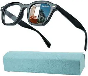 K.LAVER Photochromic Computer Blue Light Blocking Glasses For Woman, Reading Eyeglasses-Fashion TR90 Rectangle Frame,Sunglasses Anti Eyestrain & UV