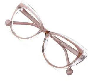 DOERAYMI Blue Blockers Glasses for Women, Bluelight Glasses with Cat Eye Frame for Style, Comfort, Eye Strain Relief (Cat Eye, trasparent brown)