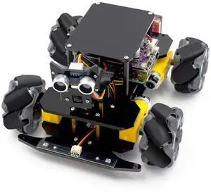 Adeept 4WD Mecanum Wheel Smart Car Kit for Raspberry Pi 5/4B/3B/3B+(Board Not Included), Line Tracking, Light Tracing, Obstacle Avoidance, Servo Motor, OLED Display, LED Dot Matrix Display