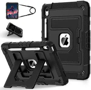WESOROL CASE for iPad 11 Inch (A16) 11th /10th Generation 10.9 Inch Kids Friendly iPad Case 10th Generation with Shoulder Strap,Heavy Duty Shockproof Cover for i Pad 11th/10th Gen,Black