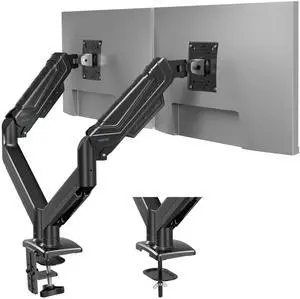 BONTEC Dual Monitor Stand for 15-34 Inch Screens, Gas Spring Adjustable Monitor Arm, Full Motion VESA 75x75/100x100mm Desk Mount with Tilt, Swivel, Rotation, Ergonomic Design for Home Office or Gaming