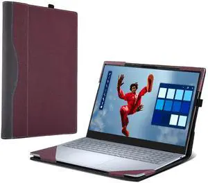 Laptop Case for Dell 16 Plus DB16250 DB16255|16 Plus 2-in-1 DB06250 [Not Other Models] All Inclusive Drop Case 16" PU Leather Protective Laptop Bag Detachable Shell (Wine red)