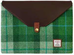 Harris Tweed Laptop Sleeve for MacBook Air M4 M3 M2 M1 13 Inch and Pro M1 A2338 Wool and Microfiber Leather Case with Snap Button Flap