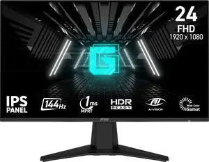 msi G242L E14 24-inch 1920 x 1080 (FHD) Gaming Monitor, 144Hz, Adaptive Sync, HDMI, DisplayPort, VESA Mountable, Tilt, Height Adjustable, Speaker, 1ms, Black msi G242L E14 24-inch 1920 x 1080 (FHD) Gaming Monitor, 144Hz, Adaptive Sync, HDMI, DisplayPort, VESA Mountable, Tilt, Height Adjustable, Speaker, 1ms, Black