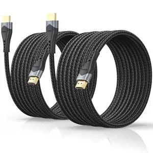 Long HDMI Cable 15 FT 2-Pack 10K 8K , 48Gbps Ultra High Speed HDMI 2.1 Cable Braided Cord 8K@60Hz, 4K@120Hz eARC, DTS:X, HDR10+, HDCP 2.2/2.3, Compatible for HDTV/Monitor/PC/Projector/Laptop/PS5/Xbox Long HDMI Cable 15 FT 2-Pack 10K 8K , 48Gbps Ultra High Speed HDMI 2.1 Cable Braided Cord 8K@60Hz, 4K@120Hz eARC, DTS:X, HDR10+, HDCP 2.2/2.3, Compatible for HDTV/Monitor/PC/Projector/Laptop/PS5/Xbox