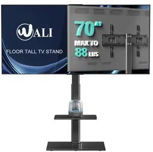 WALI TV Floor Stand for 32-70inch TVs up to 88lbs, Universal Floor TV Stand Mount, Swivel and Height Adjustable Tall TV Stand with Tempered Glass Base and Shelf for Living Room,Bedroom,Office(TVDVD-6) WALI TV Floor Stand for 32-70inch TVs up to 88lbs, Universal Floor TV Stand Mount, Swivel and Height Adjustable Tall TV Stand with Tempered Glass Base and Shelf for Living Room,Bedroom,Office(TVDVD-6)