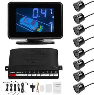 Mulcort Car Reverse Backup Parking Sensor Radar System, 8 Parking Sensors Kit with Front & Rear Sound Warning Buzzer Mute LCD Distance Display Volumes Mulcort Car Reverse Backup Parking Sensor Radar System, 8 Parking Sensors Kit with Front & Rear Sound Warning Buzzer Mute LCD Distance Display Volumes