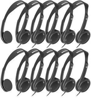 Venucast HF11 Pack of 10 Wired On-Ear Headphones with 3.5mm Jack, Includes Replaceable Ear Cushions for Hygienic Public Use, Ideal for Church, School & Events Venucast HF11 Pack of 10 Wired On-Ear Headphones with 3.5mm Jack, Includes Replaceable Ear Cushions for Hygienic Public Use, Ideal for Church, School & Events