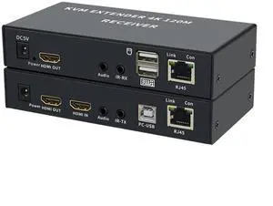 XYKJOBC KVM Extender 4K 120M, HDMI USB Extender Over Cat5e/6 Ethernet Cable, Supports Keyboard Mouse, Black XYKJOBC KVM Extender 4K 120M, HDMI USB Extender Over Cat5e/6 Ethernet Cable, Supports Keyboard Mouse, Black