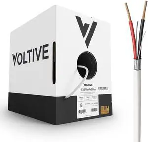 Voltive 14/2 Shielded Low Voltage Wire, Riser CL3R, White, 500ft - 14AWG, 2 Conductors, Overall Shield, Stranded Bare Copper, UL Listed - V-1262-1 Voltive 14/2 Shielded Low Voltage Wire, Riser CL3R, White, 500ft - 14AWG, 2 Conductors, Overall Shield, Stranded Bare Copper, UL Listed - V-1262-1