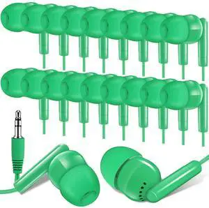 Kanayu 100 Packs Earbuds Bulk Basic Student Earphone Individually Bagged 3.5 mm Headphones for Schools Classrooms Library Teens Gift(Green) Kanayu 100 Packs Earbuds Bulk Basic Student Earphone Individually Bagged 3.5 mm Headphones for Schools Classrooms Library Teens Gift(Green)