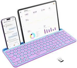 seenda Bluetooth Keyboard for iPad, CU-301 Wireless Keyboard Multi-Device Connection - Bluetooth + 2.4G with Tablet Holder for iPad/MacBook/Windows, iOS/Android/iPhone, Blue & Purple seenda Bluetooth Keyboard for iPad, CU-301 Wireless Keyboard Multi-Device Connection - Bluetooth + 2.4G with Tablet Holder for iPad/MacBook/Windows, iOS/Android/iPhone, Blue & Purple