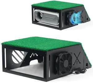 KULAMOON Golf Simulator Projector Cover, Heavy Duty Floor-Mounted Projector Enclosure with Cooling Fan& Artificial Turf-Total Protection for Your Golf Simulation KULAMOON Golf Simulator Projector Cover, Heavy Duty Floor-Mounted Projector Enclosure with Cooling Fan& Artificial Turf-Total Protection for Your Golf Simulation