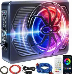 Andeman 1000W Smart Car Subwoofer with Remote & APP Dual Control - 10" Slim Under Seat Powered Bass, 16M RGB Color Lights, Built-in Amp & Hi/Lo Input for Car/Truck/SUV/Jeep/MPV Andeman 1000W Smart Car Subwoofer with Remote & APP Dual Control - 10" Slim Under Seat Powered Bass, 16M RGB Color Lights, Built-in Amp & Hi/Lo Input for Car/Truck/SUV/Jeep/MPV