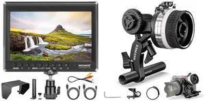 NEEWER F100 7inch Camera Field Monitor HD Video Assist IPS 1280x800 HDMI Input 1080p with Sunshade and Ball Head for DSLR Cameras, Mini Follow Focus with A/B Stops Included