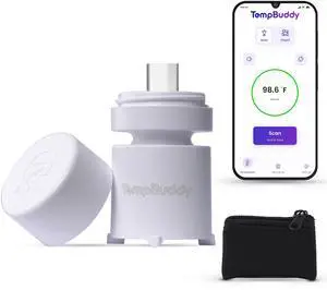 Zanis TempBuddy App-Synced, Battery-Free No Touch Thermometer  Fever Profiles & Tracking, Patent-Pending, Portable, Accurate & Instant  USB-C Android, 2-in-1 Forehead & Object Infrared Thermometer