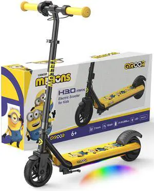 GYROOR H30MAX Kids Electric Scooter, UL2272 Certified, Adjustable Height & Speed, Color LED Lights & Bluetooth Speaker, Officially Licensed Minions Graphic for Kid Beginners GYROOR H30MAX Kids Electric Scooter, UL2272 Certified, Adjustable Height & Speed, Color LED Lights & Bluetooth Speaker, Officially Licensed Minions Graphic for Kid Beginners