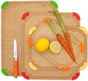 Premium Series 4 Pieces Cutting Board Set - Non Slip & Color Code (S+M+L+XL)