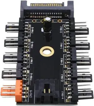 Aomoproing 4pin Fan PWM Fan Hub,10 Ports 4 Pin TX4 Hub Splitter Controller Powered by SATA for Chassis CPU Cooler,PC Mining - 1.64FT RPM & PWM controller Cable Included