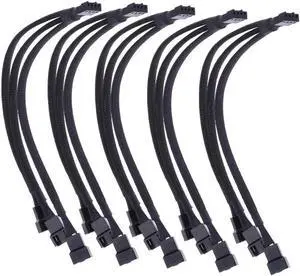 5-Pack 4 Pin Extension Cable Motherboard Office 1 To 3 Ways Splitter Sleeved Connector CPU PWM Fan Practical Accessories Tinned Copper