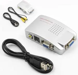 PC VGA to TV AV RCA Signal Adapter Converter Video Switcher Box VGA to TV Monitor Video Signal Converter TV Box for Laptop PC