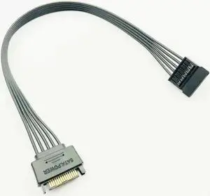 30CM Black Single Sleeved SATA 15Pin Male to Female Power Extension Cable HDD SSD Power Supply Cable SATA Power Cable for PC