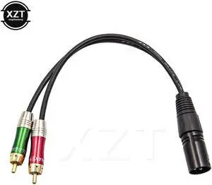 3pin XLR Male to 2 RCA Male Audio Adapter Cable Metal Audio Connector Cable Cord for Microphone TV DVD Stereo Audio Amplifier