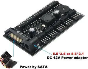 FANCO10S 3Pin & 4Pin PWM Fan Speed Controller,SATA to 10 Way 4-pin Fan Hub Splitter Adapter for Cooling Radiator