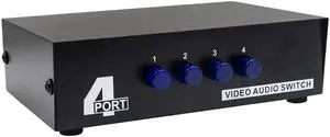 4 Port AV Switch RCA Switcher 4 in 1 Out Composite Video L/R Audio Selector Box for DVD STB Game Consoles