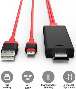 GREATLINK PLAY Cable For Lightning to HDMI Adapter USB Cable HDMI 1080P Audio Adapter Smart Converter Cable for iPhone 8 7 6 5