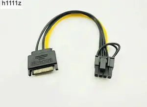 Single SATA 15pin to 8pin(6+2) Powr Adapter Cable 20cm PCI-E SATA Power Supply Cable 15-pin to 8 pin cable for BTC Miner Mining