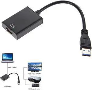 High Speed USB 3.0 To HDMI Adapter Metal Shell Male To Female HDMI Video Cable Converter For Laptop HDTV TV Black