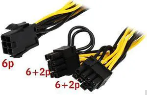 6pin to 2*8pin(6+2)pin for miner Molex 6 pin PCI E to 2*PCIe 8 (6+2) pin Graphics Video Card PCI-e VGA Splitter Hub Power Cable