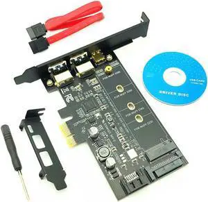 USB 3.0 PCI Express Riser Card Dual Port USB3.0 + 1 Port USB 3.1 Type C + M.2 NGFF Adapter M2 SATA SSD B Key to PCI E Controller