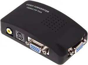 BS Plug BNC To VGA Video Converter For PC Laptop TV RCA Composite S-Video AV In To PC VGA LCD Out Converter Adapter Switch Box