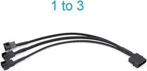 4-Pin Molex to 3 x 3 Pin / 4 Pin PMW 12V PC Case Computer Cooler Cooling Fan Splitter Y Power Adapter Cable