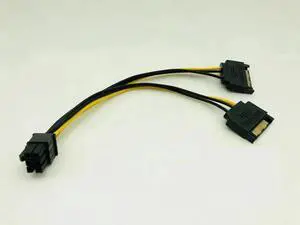 PCI E PCIe PCI Express Dual 15Pin SATA Male to 6pin Graphics Video Display Card Dual SATA to 6pin Power Cable for ETH BTC Mining