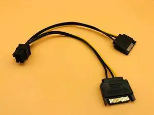 Dual SATA 15Pin Male to 6pin PCI E PCIe PCI Express Graphics Video Display Card Dual SATA to 6pin Power Cable for ETH BTC Mining