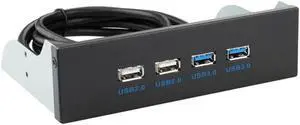 USB 3.0 2 Ports + USB 2.0 2 Ports 5.25 inch Metal Front Panel USB Hub,Motherboard USB 20 pin to 2 x USB 3.0, 10 pin to 2 x USB 2.0 Spliter Adapter Cable w/ 5.25 inch Metal Bracket