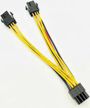 Computer Cable 15CM PCI Express PCI E Dual 6Pin Female to 8pin Male GPU Video Graphics Card Power Adapter Cable 18AWG Computer Cable 15CM PCI Express PCI E Dual 6Pin Female to 8pin Male GPU Video Graphics Card Power Adapter Cable 18AWG