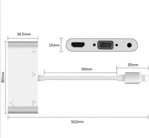 Multifunction Converter For Lightning to HDMI VGA Jack Audio TV Adapter Cable For iPhone X iPhone 8 7 Plus 6 6S For iPad Series