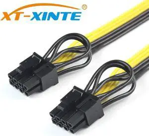 20cm CPU 8Pin to Dual 8Pin ( 6Pin + 2Pin ) Power Supply Cable Graphics Video Card PCI-E PCIe Splitter Cable Cord for Mining