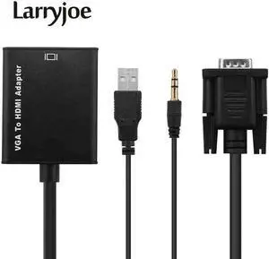 Full HD 1080P VGA to HDMI Audio Video Cable Adapter Converter with USB Cable Audio Cable for Laptop PC DVD HDTV TV