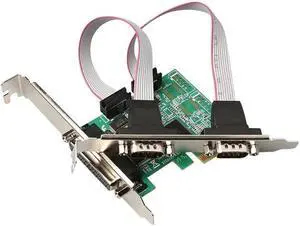 PCI-E PCI Express to 2 Port RS232 DB9 Serial Port & DB25 Printer Parallel Port COM Card Adapter Converter for PC