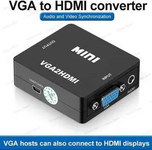 HW-2107 VGA to HDMI converter with audio VGA to HDMI small white box computer to monitor TV kvm
