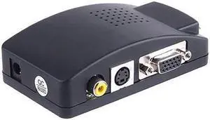 Black Video To VGA PC laptop Composite Video AV S-Video RCA to PC Laptop VGA TV Converter adapter switch box AVC1802S-1