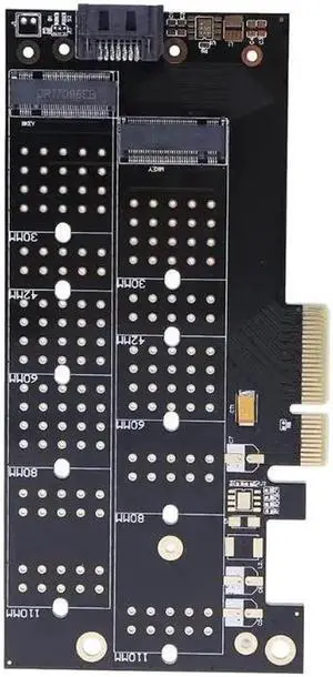 PCI Express PCI-E 4x to NVMe M.2 NGFF B Key + M.2 NGFF M Key SSD Slot Adapter Card Dual Port Adapter Card Kit for M2 NVMe SSD