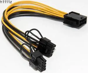 PCI E PCIE 8p Female to 2Port Dual 8pin 6+2p Male GPU Graphics Video Card Power Cable Cord 18AWG Wire Cable for BTC Miner Mining